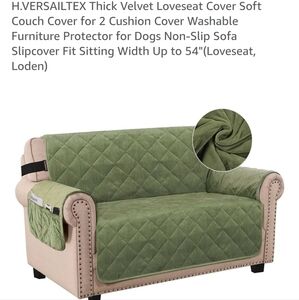 Olive Velvet Loveseat Cover
